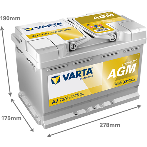 Varta Dynamic AGM Start-Stop Car Battery A7 / 570 901 076 - Image 2