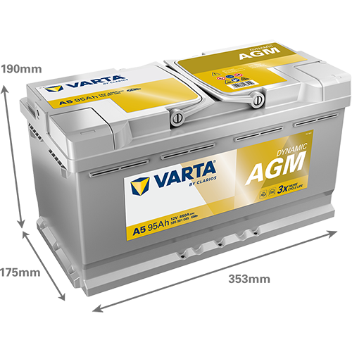 Varta Dynamic AGM Start-Stop Car Battery A5 / 595 901 085 - Image 2